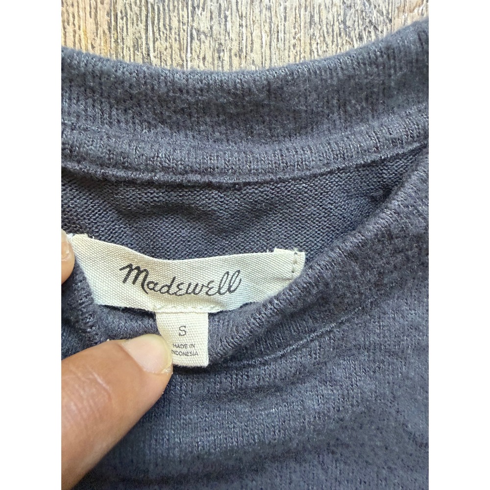 Madewell Ruched Side Crewneck Long Sleeve Top Gray Small N0376 - Picture 4 of 8